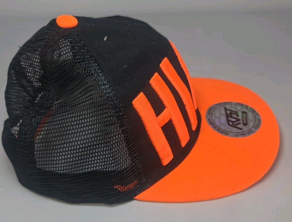 HIGH -Black Orange Original Snapback Hat Men's Adjustable Flat BILL ADJ - Picture 2 of 6